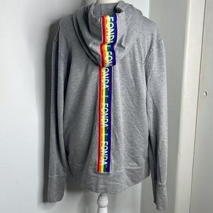Jane Fonda live intentionally hooded sweatshirt.  Size 1X. Rainbow. Full Zip.